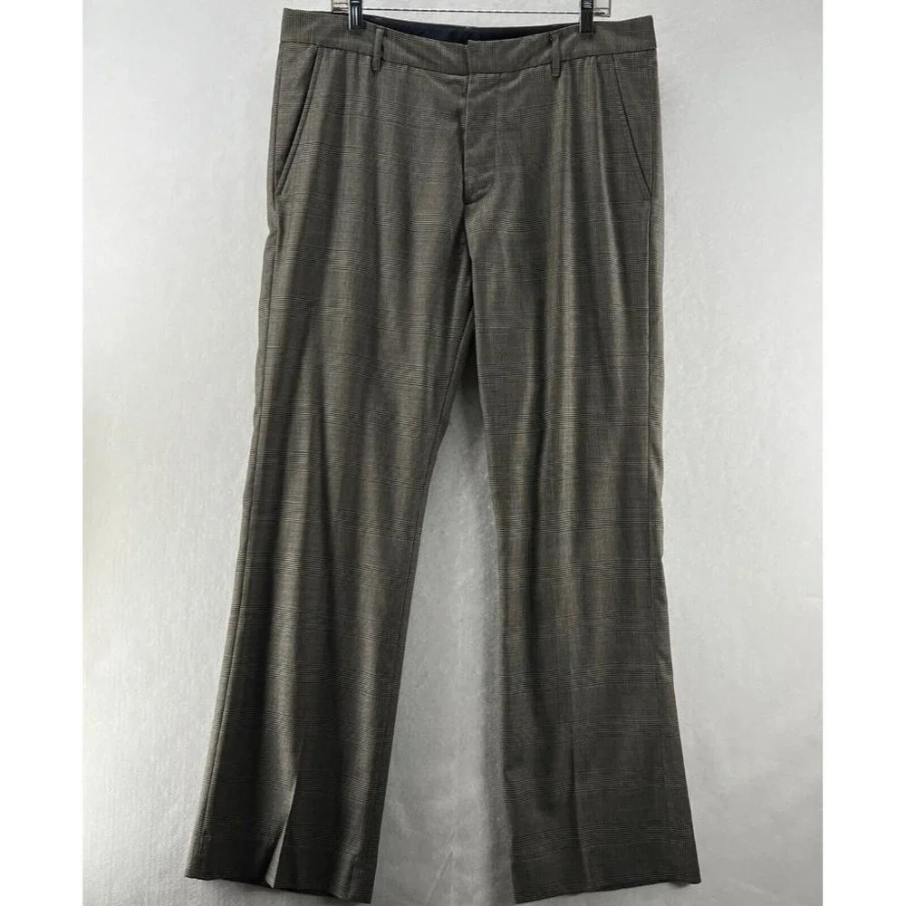 Bonobos Dress Pants Mens Sz 36 Glen Check Flat Front Straight Leg Trouser Gray